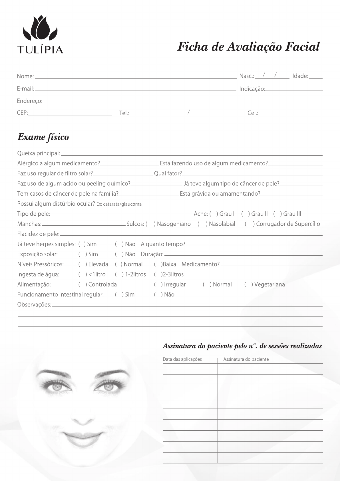 Ficha De Anamnese Facial Estética Facial 2610