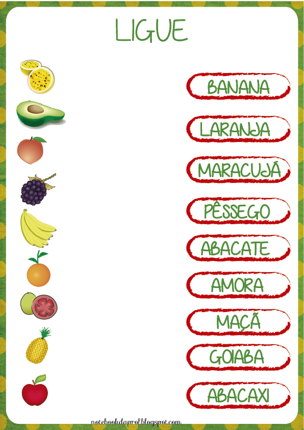 Ligue A Figura Ao Nome Correto Frutas Atividade Escol