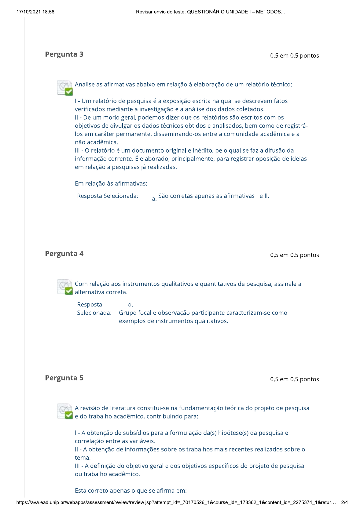 Metodos De Pesquisa Questionario 01 - Metódos De Pesquisa Unip