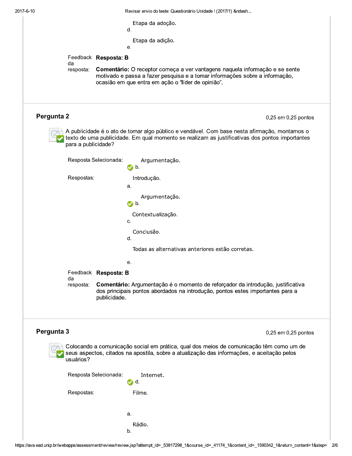 QUESTIONÁRIO COMUNICAÇÃO APLICADA UNIDADE I - Atividades Práticas