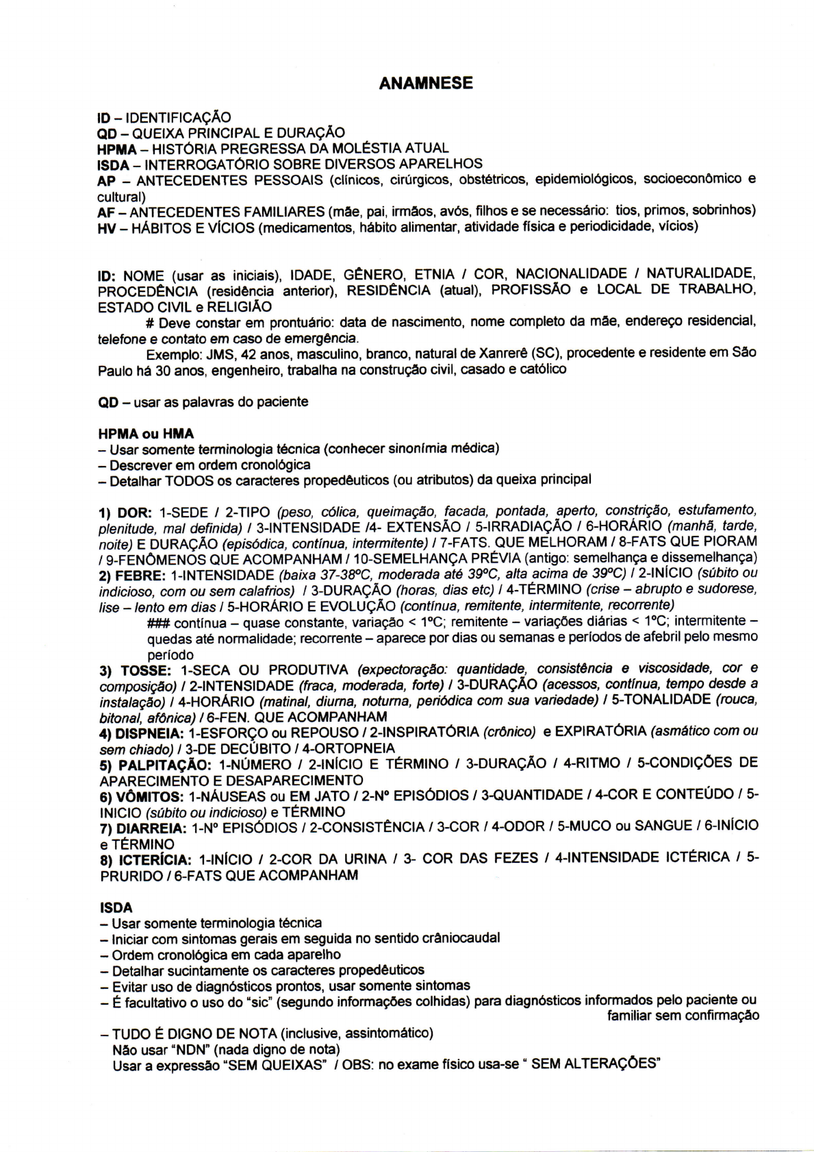 Anamnese completa - Confiabilidade: Alta. Identificação do paciente Sheila,  44 anos, feminino, - Studocu