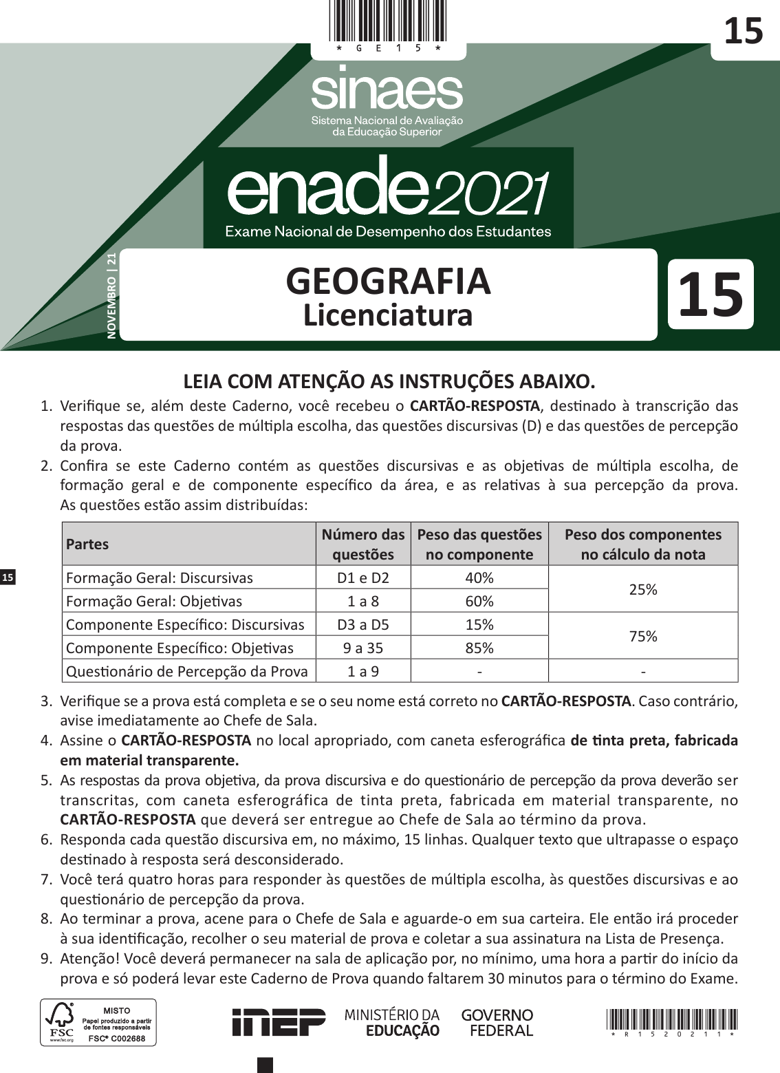 Discursos dos licenciados em Geografia, referentes à