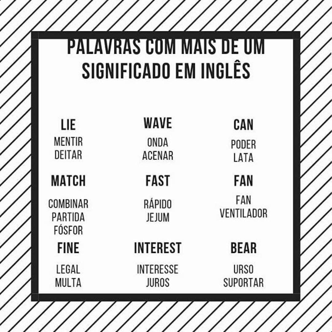 Palavras com mais de um significado em inglês #ingles #fyp