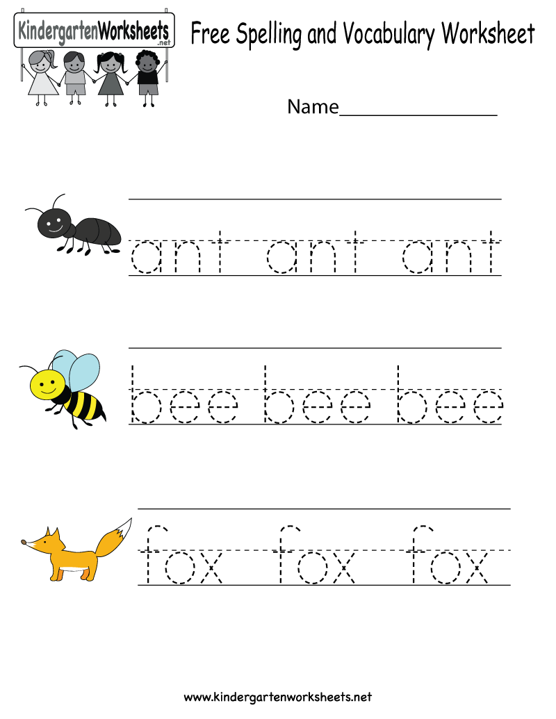 Free Spelling and Vocabulary Worksheet - Free Kindergarten English Worksheet  for Kids - Pedagogia