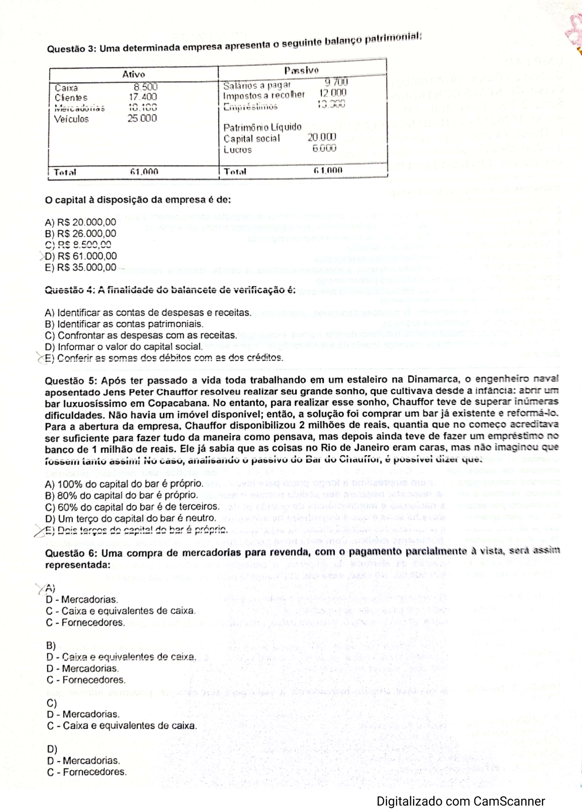 Prova De Contabilidade Unip Contabilidade Ci Ncias Cont Beis