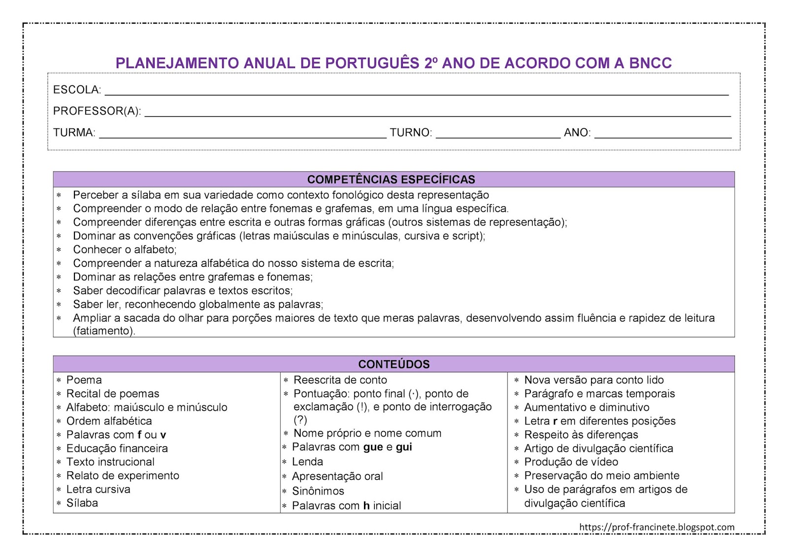 Planejamento Anual De PortuguÊs 2º Ano De Acordo Com A Bncc 01 Ciências Sociais 0547