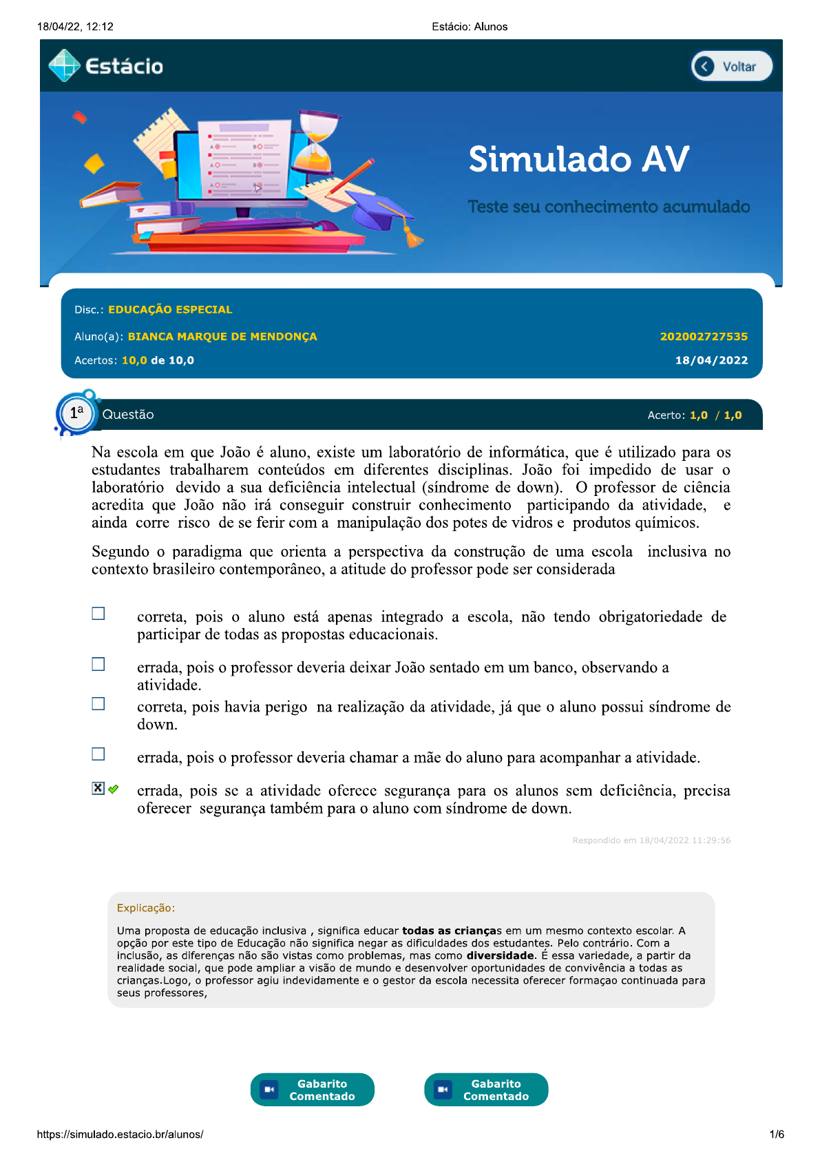 SIMULADO Educação Especial 2 Pontos - Educação Especial