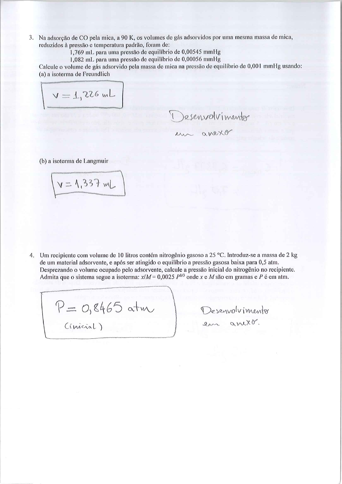 Lista Adsorção Resolução Físico Química II Físico química II