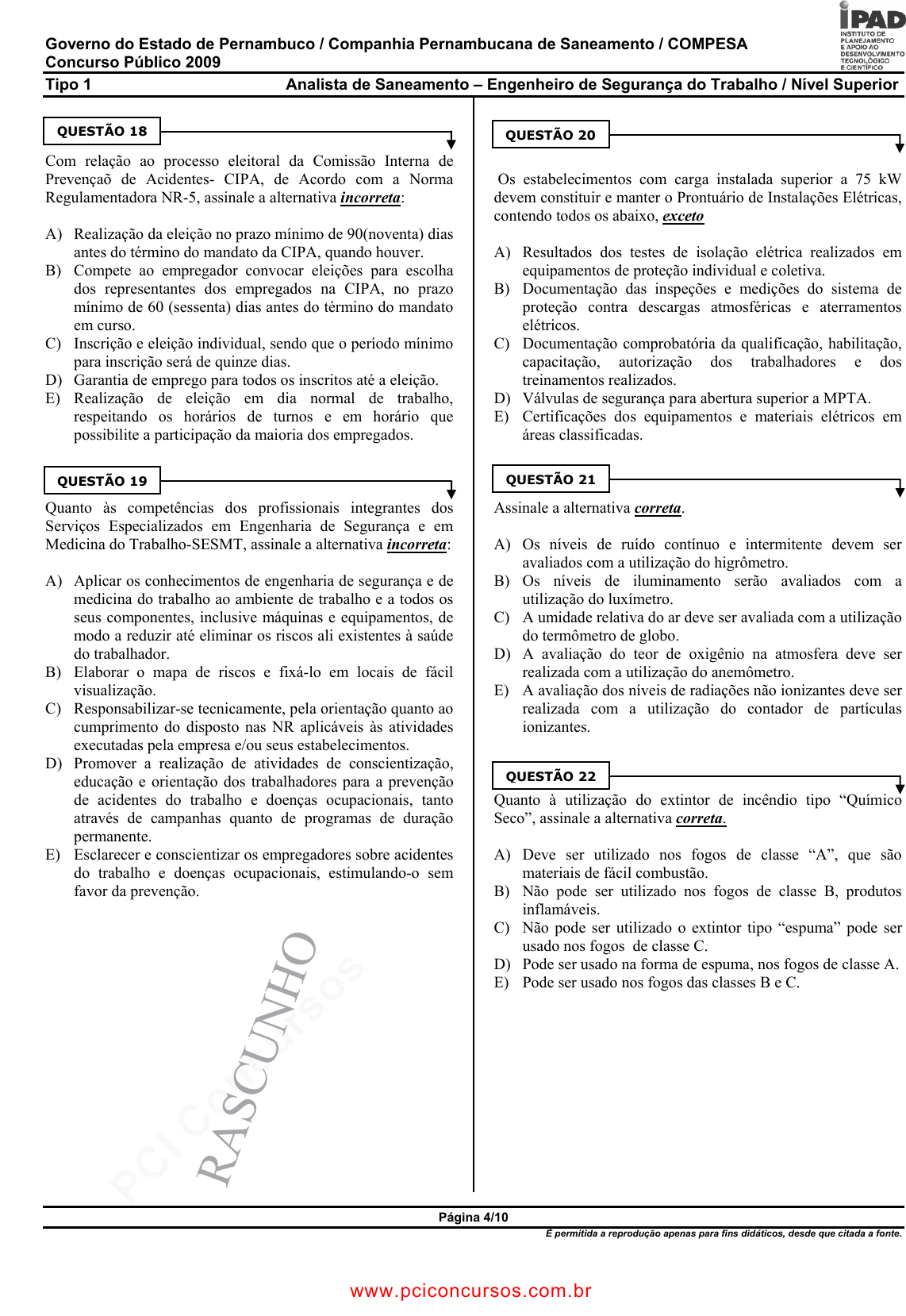 Prova COMPESA - UPENETIAUPE - 2013 - para Analista de Saneamento -  Engenheiro Mecânico.pdf - Provas de Concursos Públicos