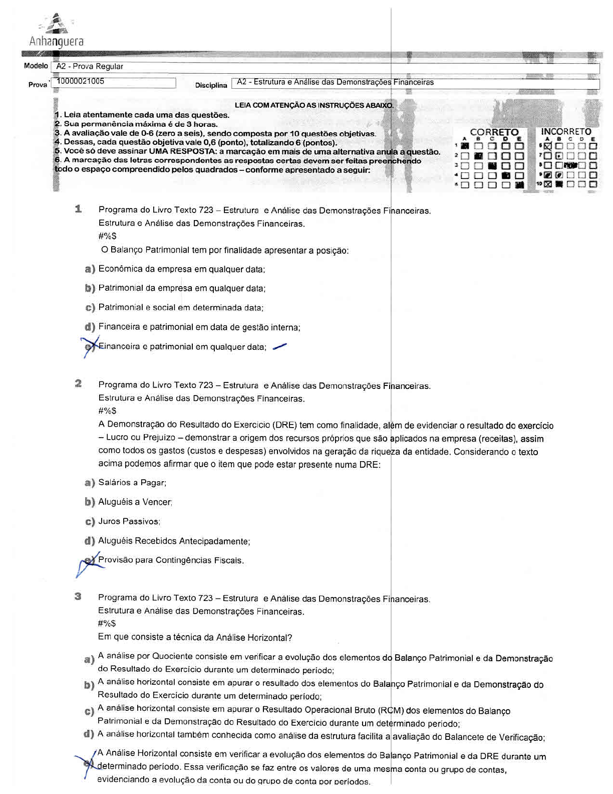 Prova De Estrutura Financeira 1 Análise Das Demonstrações Financeiras 1237