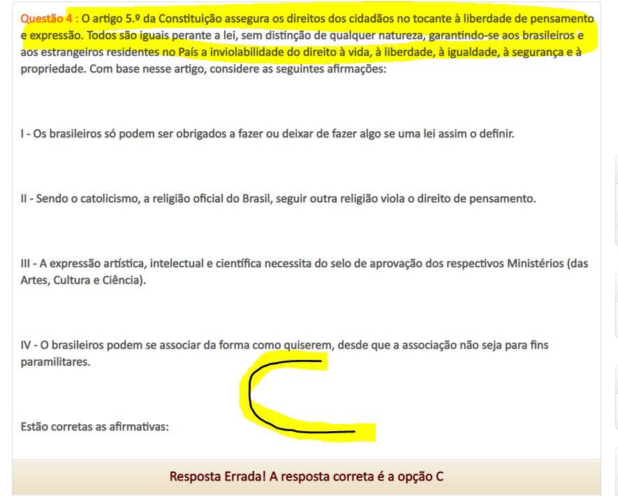 O Artigo 5 º Da Constituição Assegura Os Direitos Dos Cidadãos No ...