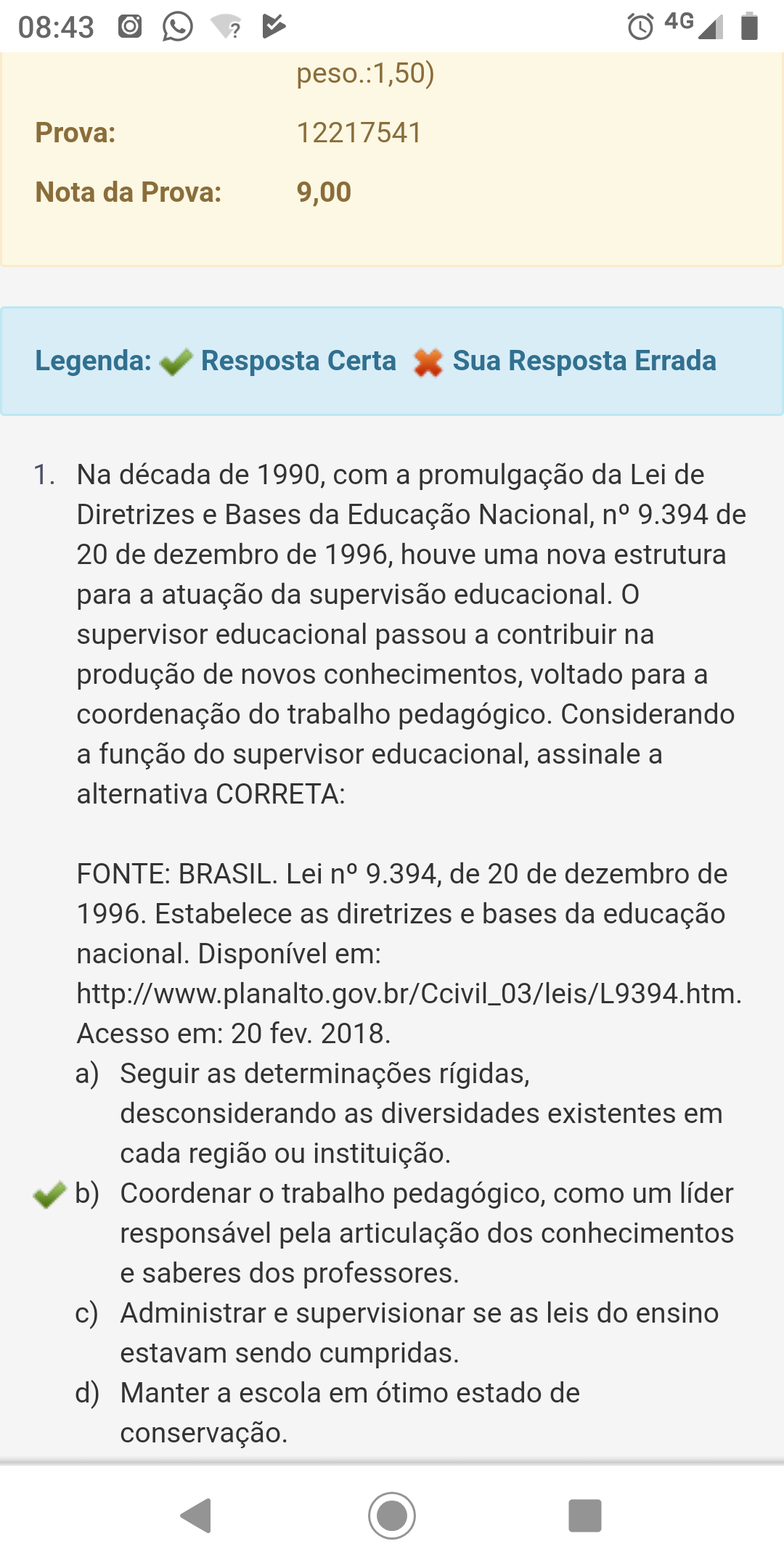 Prova II - Didática Gestão Educacional