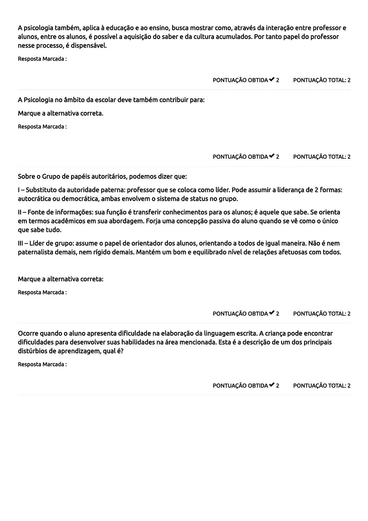 Área De Transferência Quiz De Perguntas E Respostas Marcadas Nas