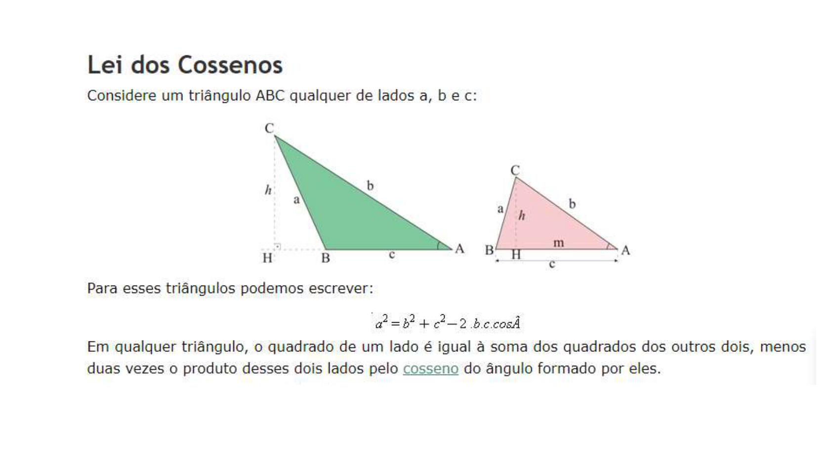 Lei Dos Senos E Dos Cossenos - Trigonometria