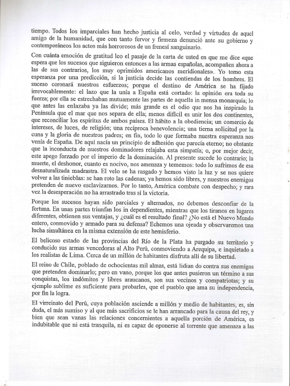 Carta de Jamaica Simon Bolívar História da América I