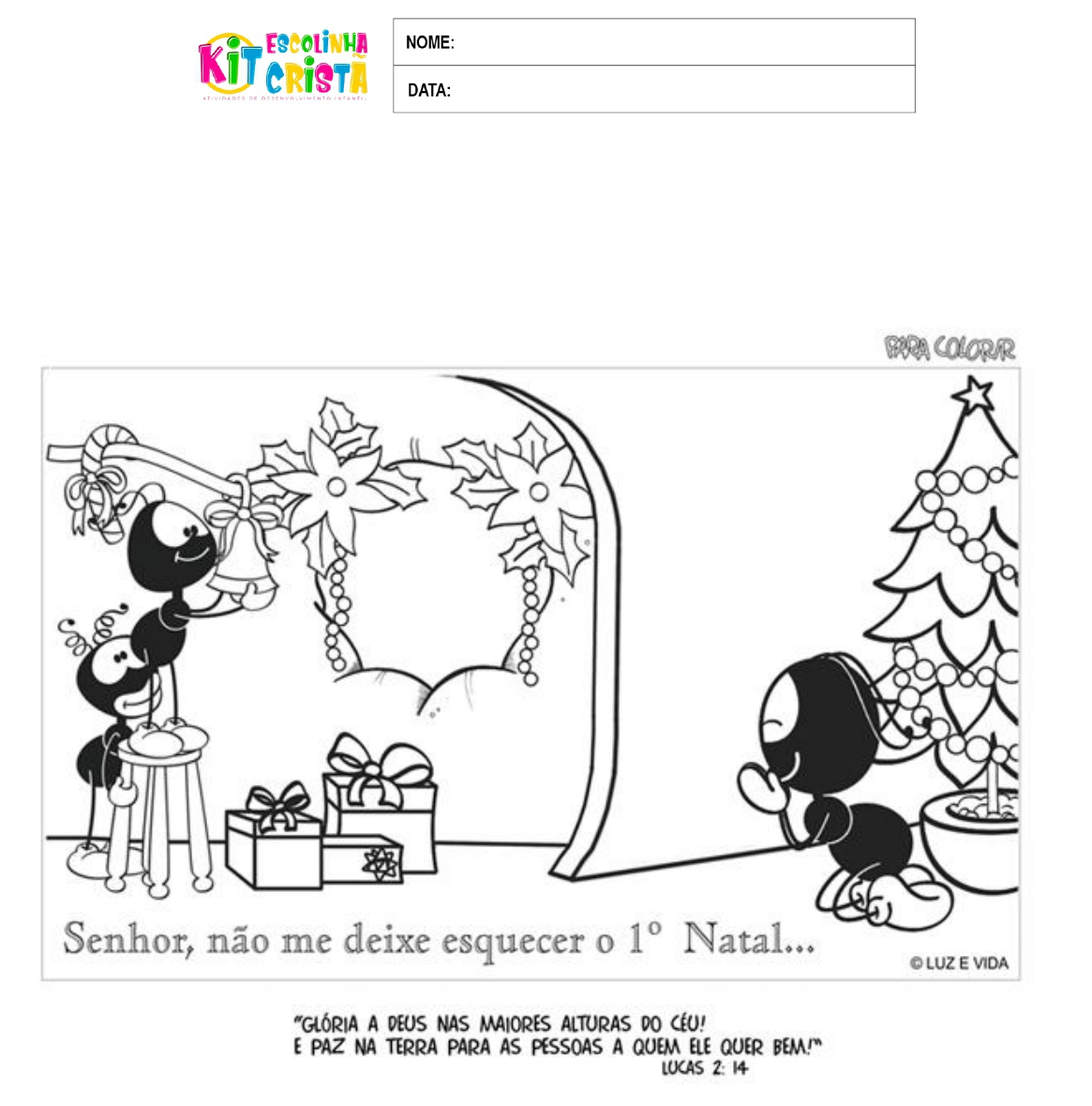 Desenho e Imagem Luzes de Natal Fácil para Colorir e Imprimir