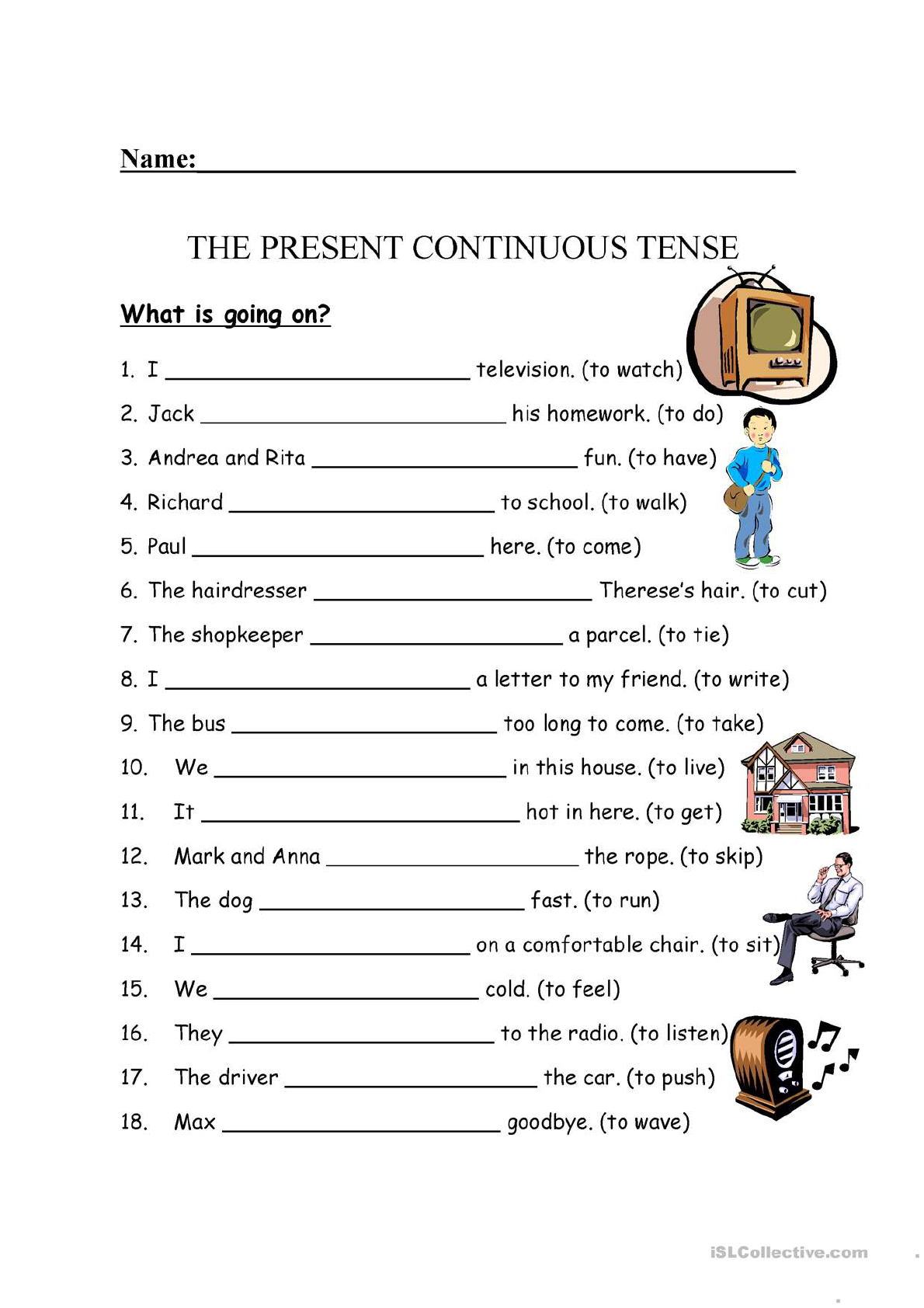 Present Continuous Tense Exercises Electronic Workshe 6532