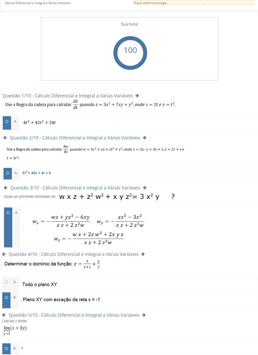 Apol Calculo Diferencial Integral A V Rias Vari Veis C Lculo Diferencial E Integral De