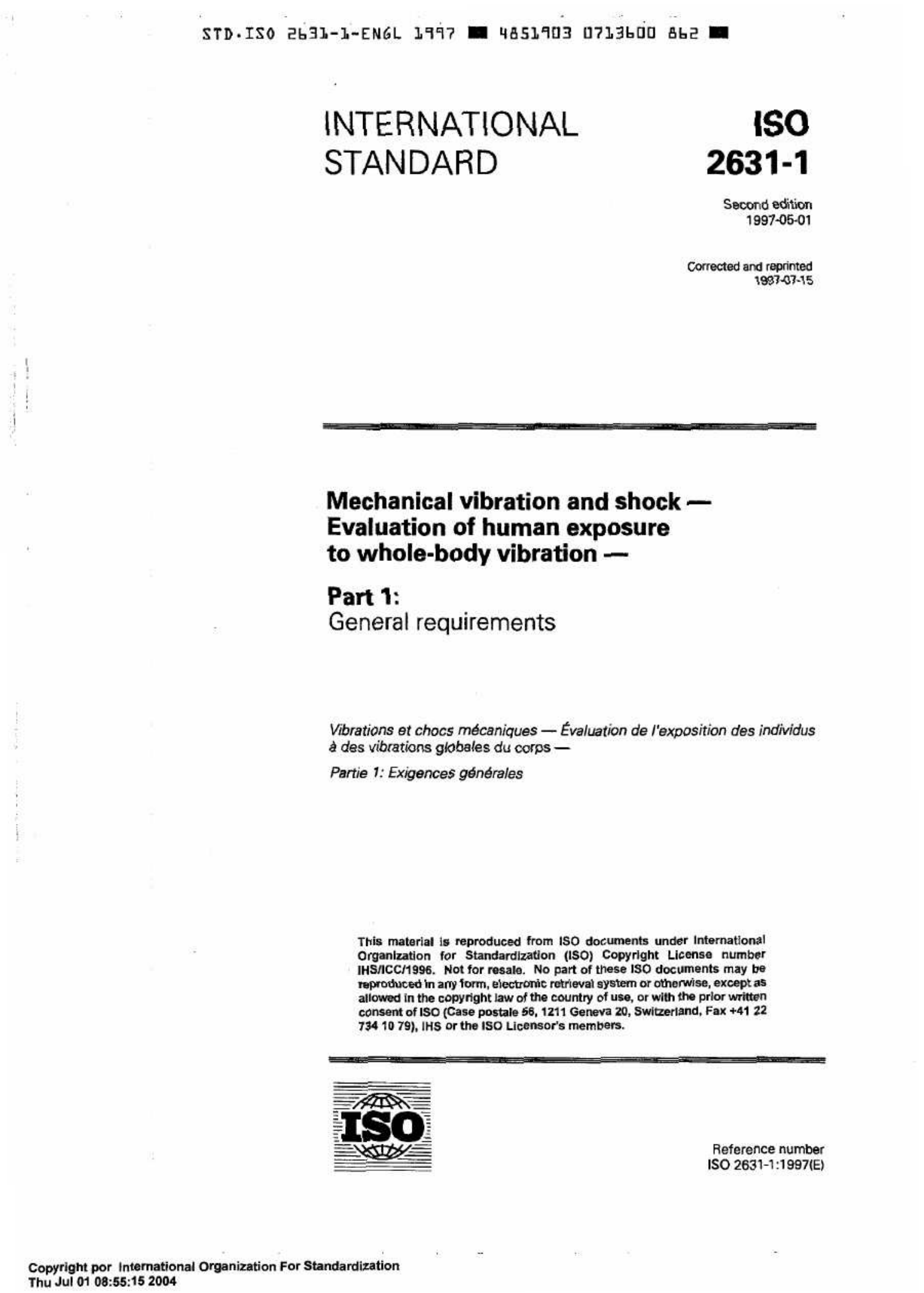 ISO 26311 DE 2015 MECHANICAL VIBRATION AND SHOCK Normas