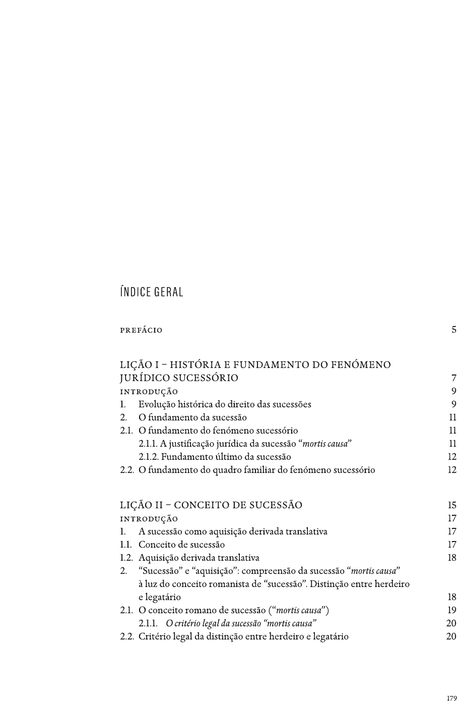 Indice Lições de Direito das Sucessões Direito de Família e das Sucessões II