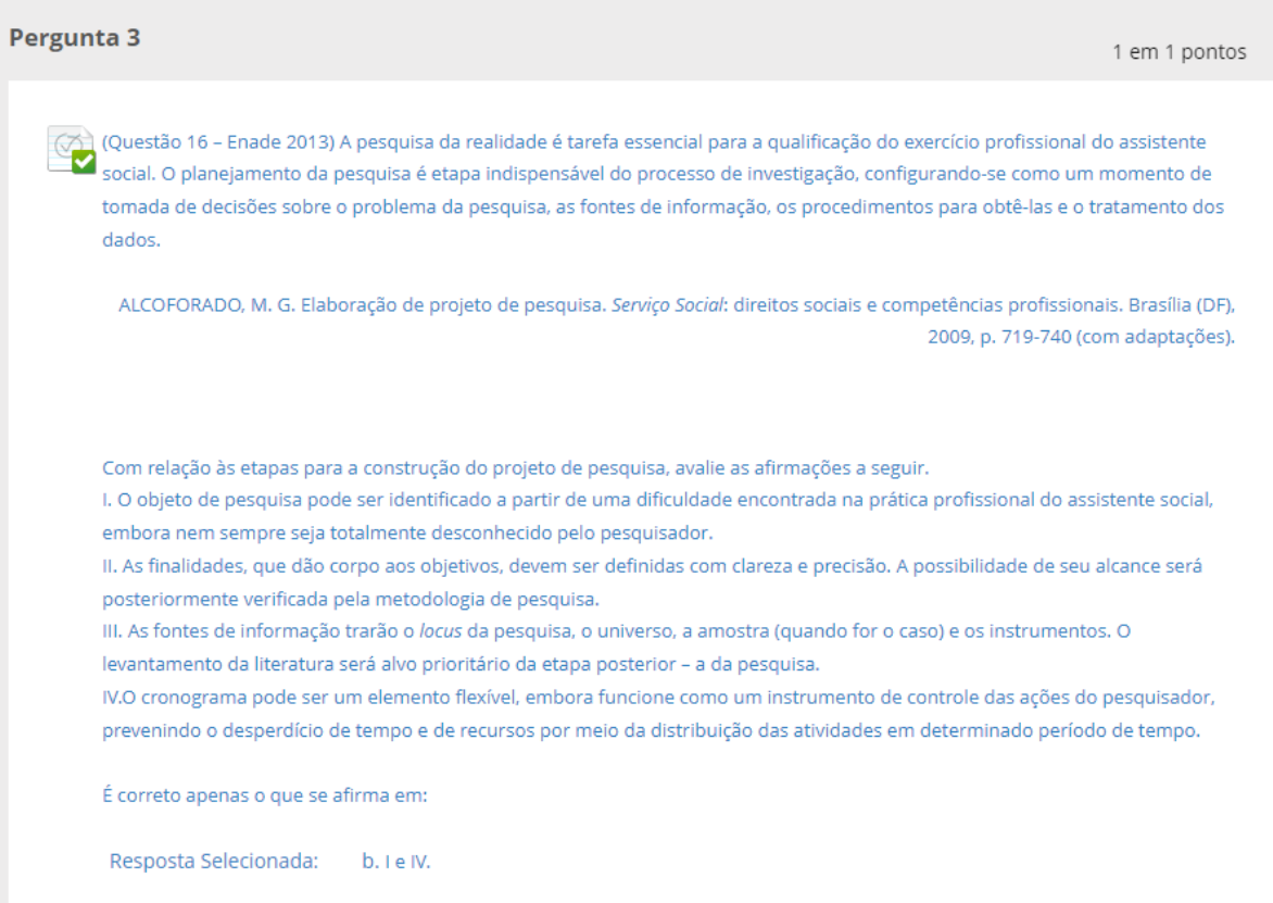 QUESTIONARIO - ESTUDOS DISCIPLINARES XIII - Serviço Social