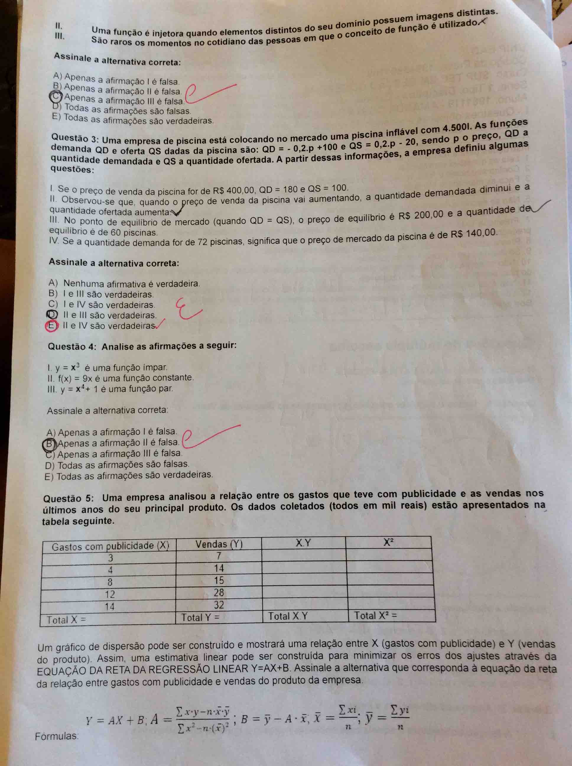 Prova Matemática Aplicada 2 Página - Matemática Aplicada