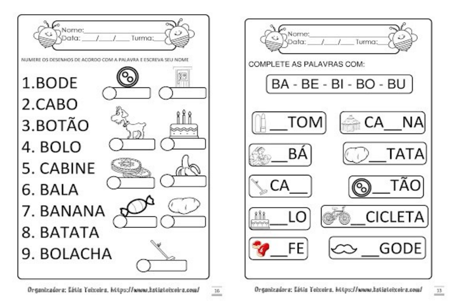 Atividade Alfabetização - Pedagogia Letramento