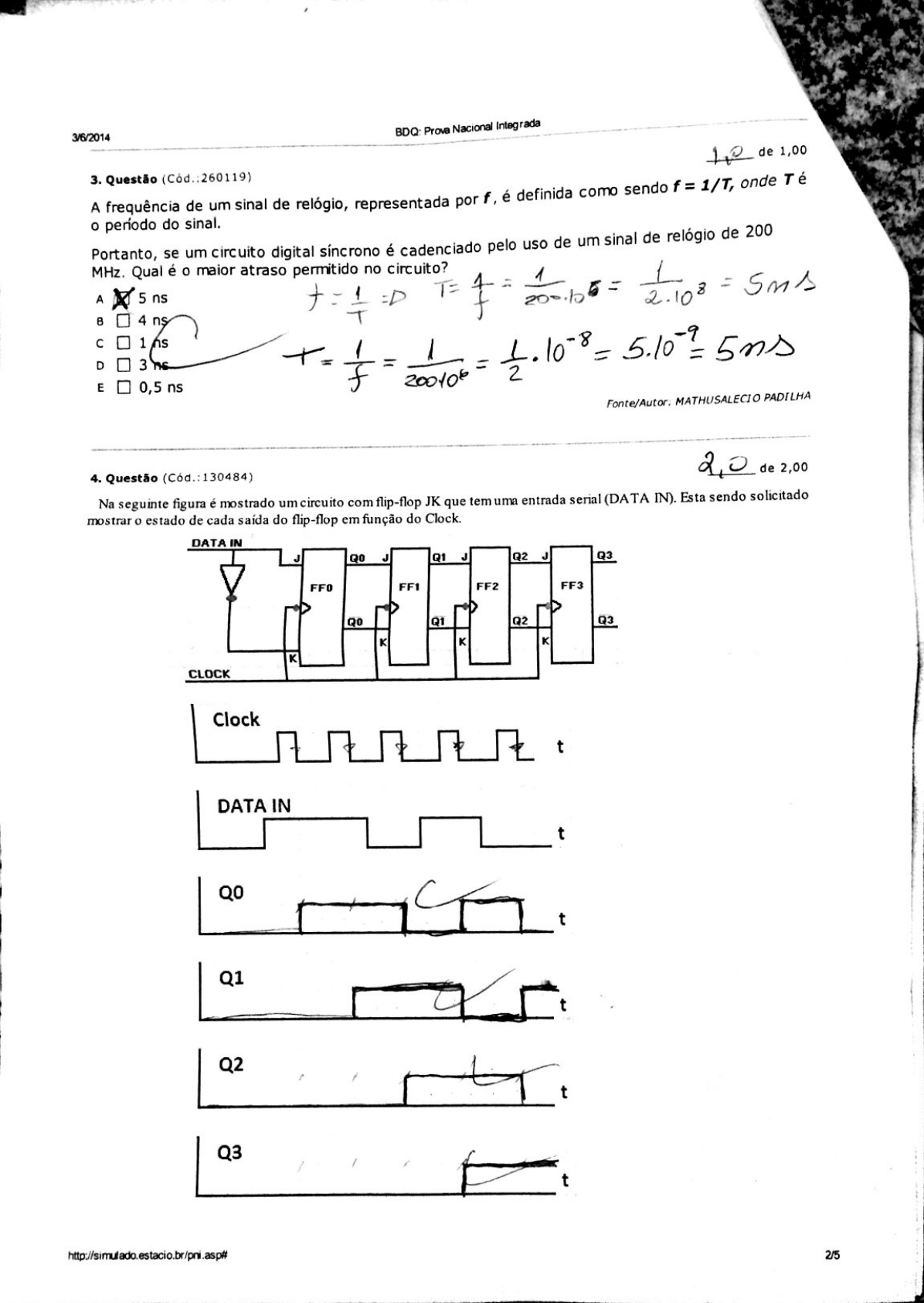 AV2 Circuitos Sequências Unificada Prof Osmar Com Gabarito - Circuitos ...