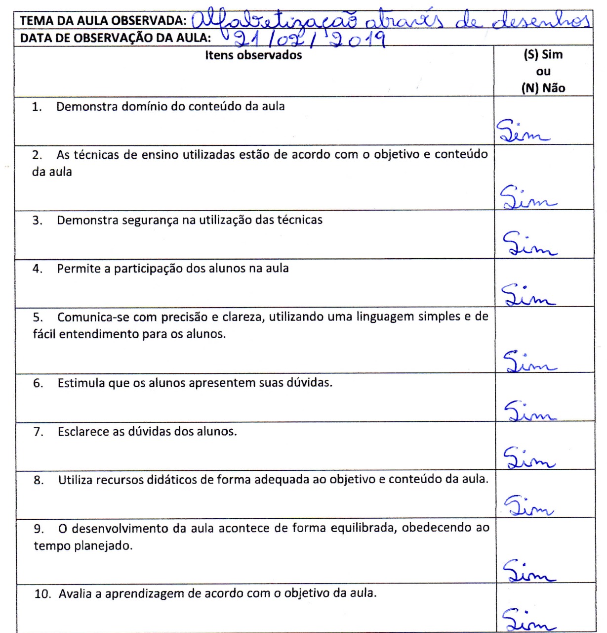 Registro de Observação de Aula Creche Estágio da Educação Infantil creche e Pré escola