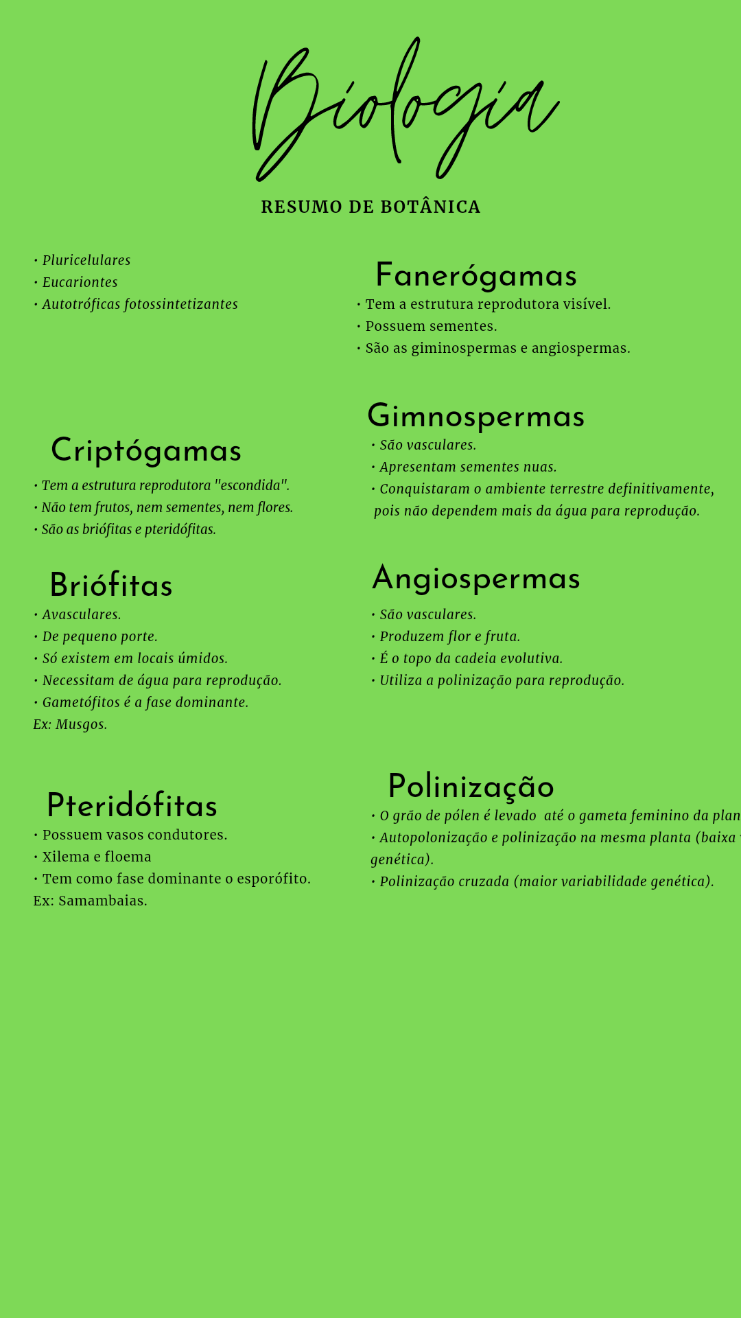 Resumo De Botânica Biologia Biologia Geral E Botânica 7211