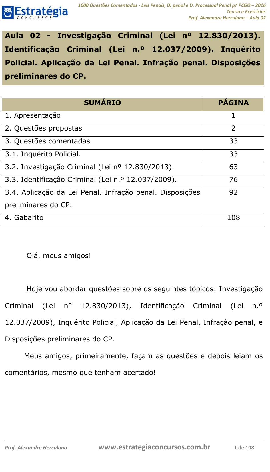 Concurso PC MG - Processo Penal - Disposições Preliminares 