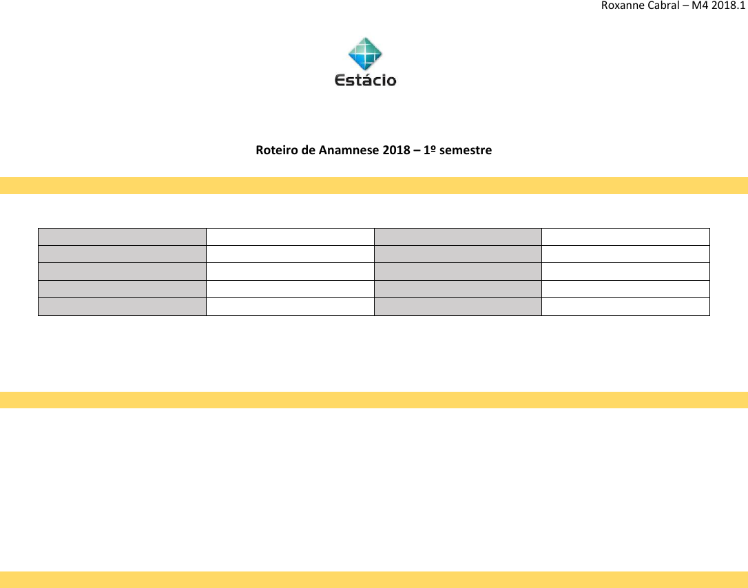 ROTEIRO DE ANAMNESE COMPLETA - Raciocínio Clínico