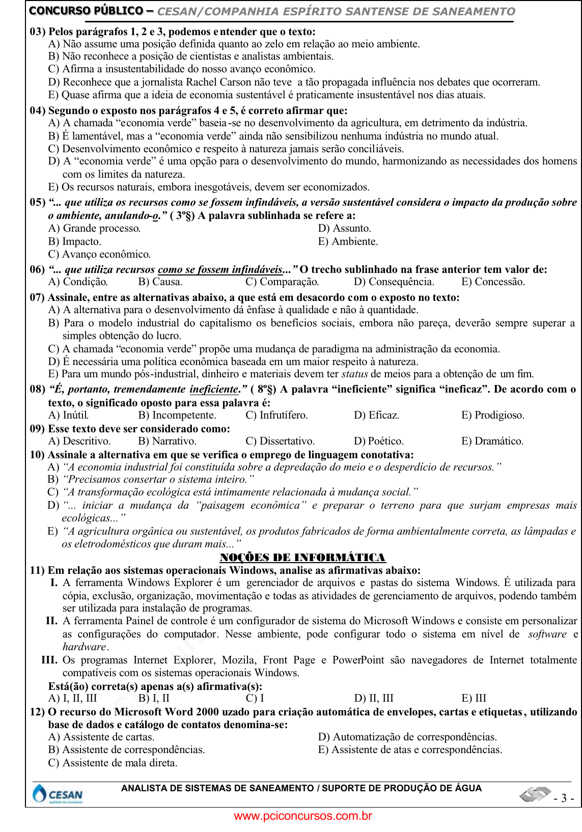 Prova COMPESA - UPENETIAUPE - 2013 - para Analista de Saneamento -  Engenheiro Mecânico.pdf - Provas de Concursos Públicos