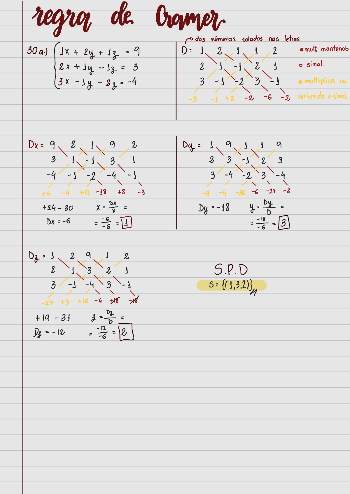 REGRA DE CRAMER - SISTEMAS LINEARES - Matemática