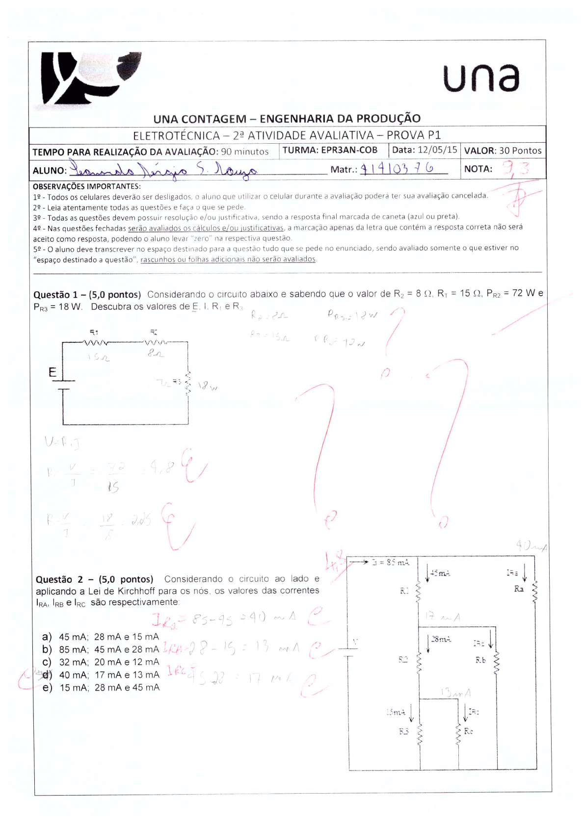 ATIVIDADE AVALIATIVA 2 ELETROTÉCNICA - Eletrotécnica