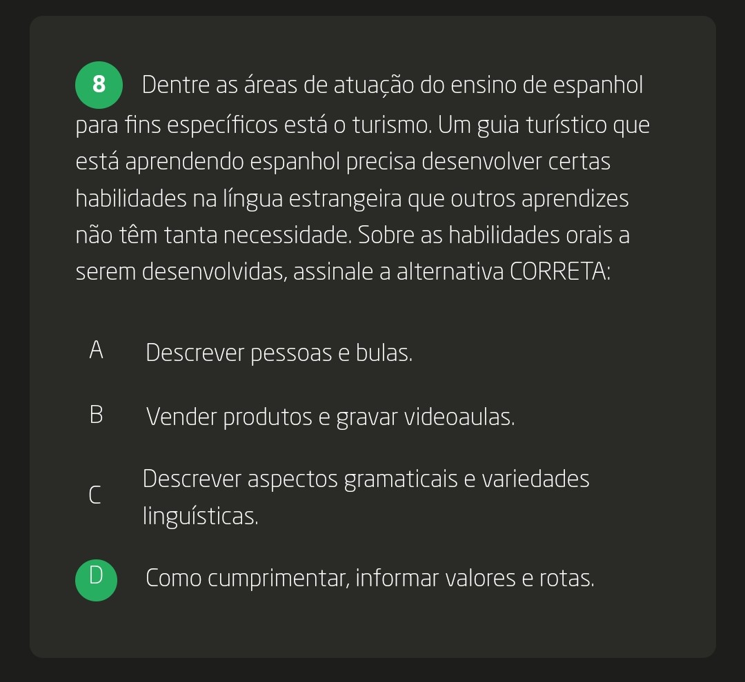 Avaliação II de Linguística Aplicada a Língua Espanhola I Lingüística Aplicada Língua Estrangeira