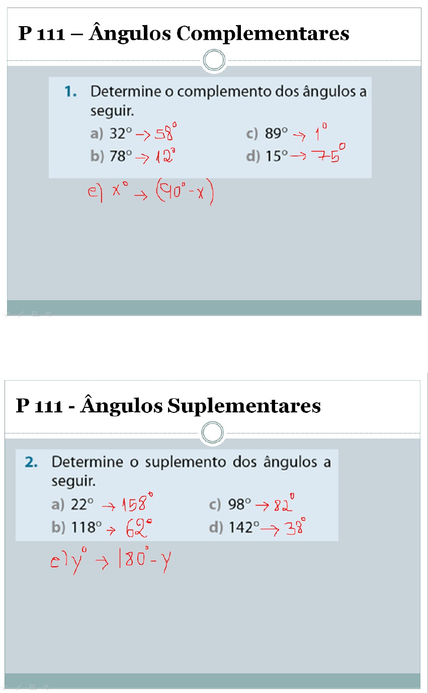 Ângulos Suplementares e Complementares, PDF, Ângulo