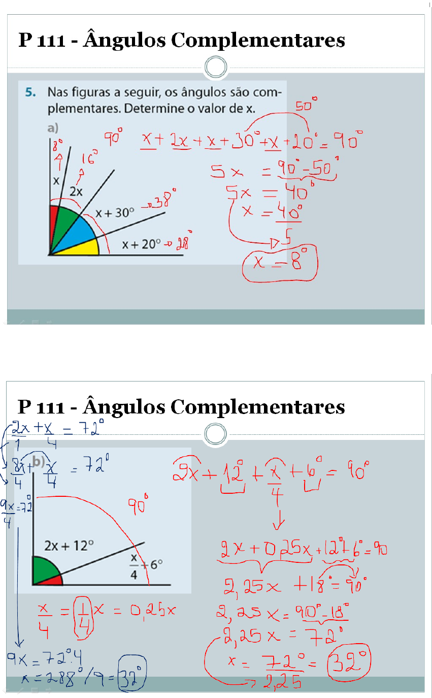 Revisão sobre ângulos complementares e suplementares (artigo