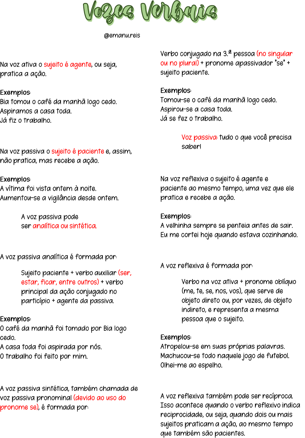 Voz reflexiva - Conjugação de Verbos