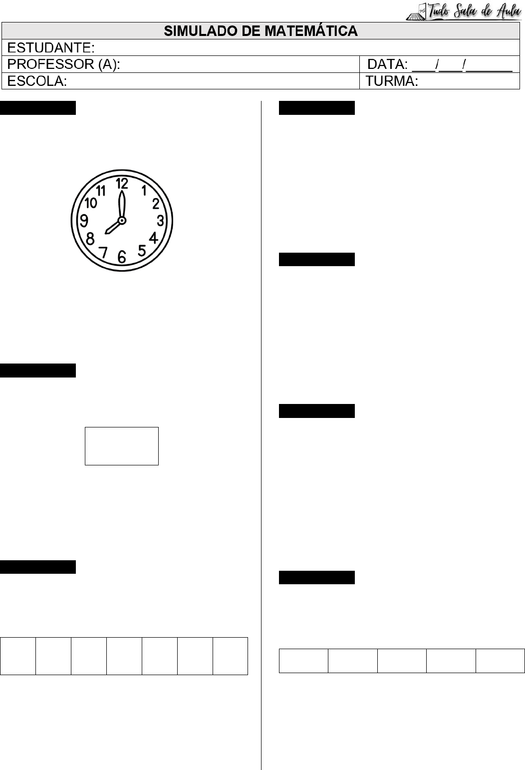 SIMULADO MT - 09 - TUDO SALA DE AULA - Matemática