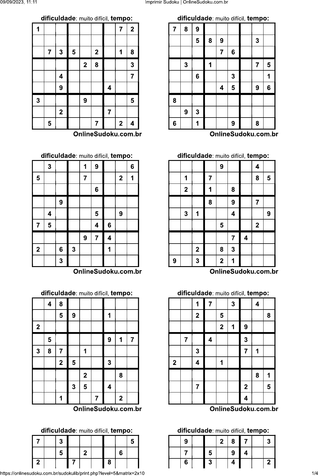 Jogo Sudoku Fácil Para Imprimir. Jogo Nº 300.