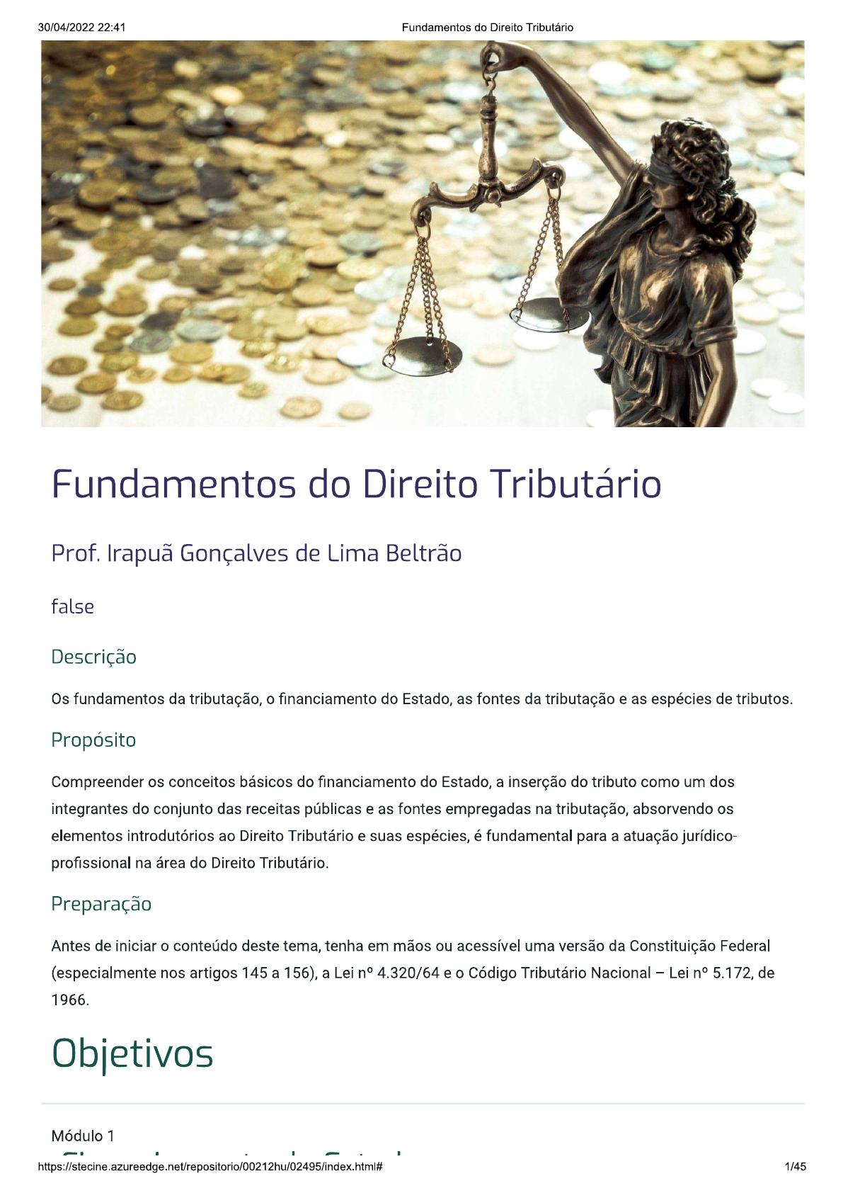 Tema 1 Fundamentos Do Direito Tributário - Direito Tributário I