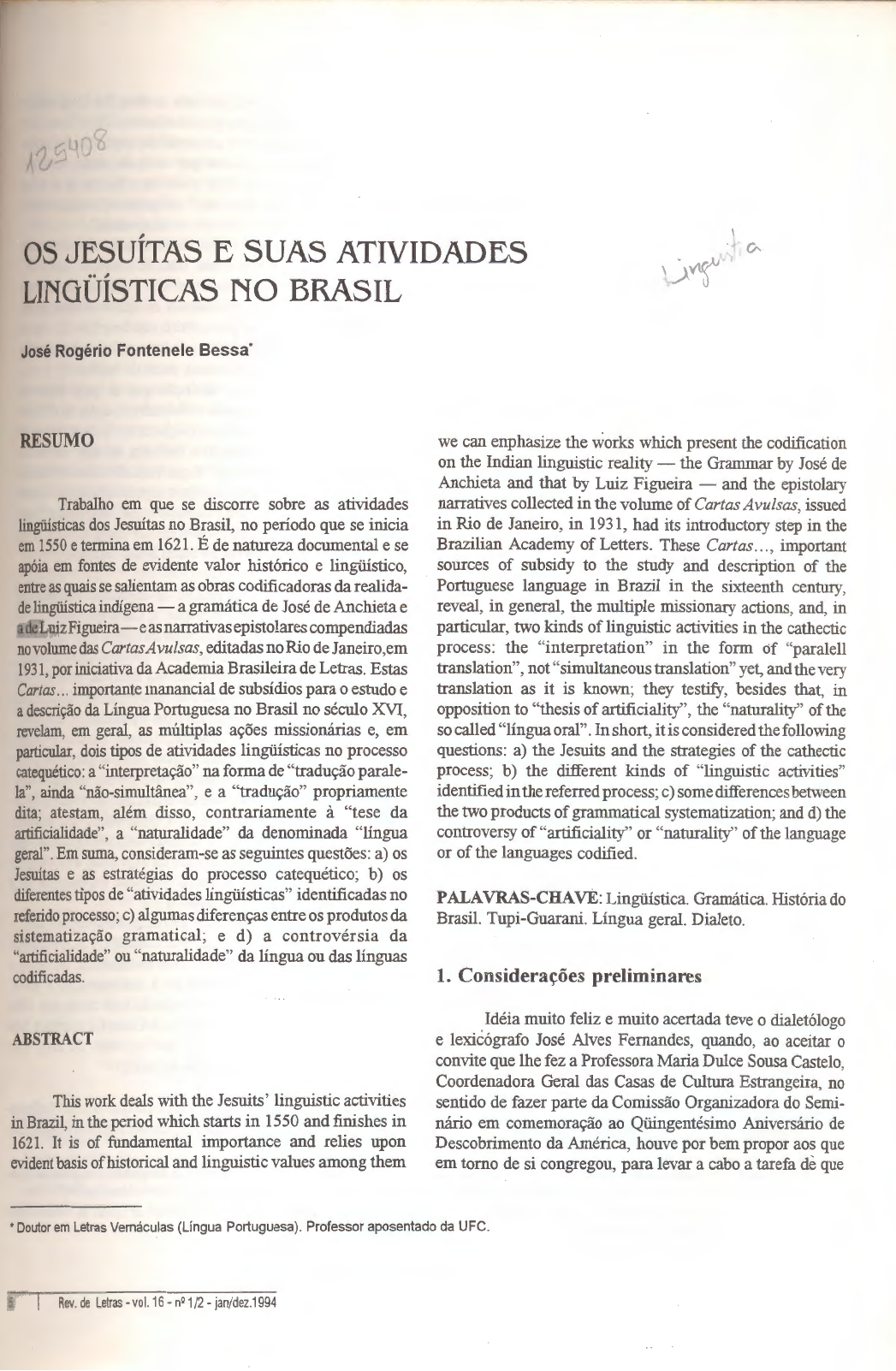 PDF) A Arte de Grammatica da Lingoa mais vsada na costa do Brasil