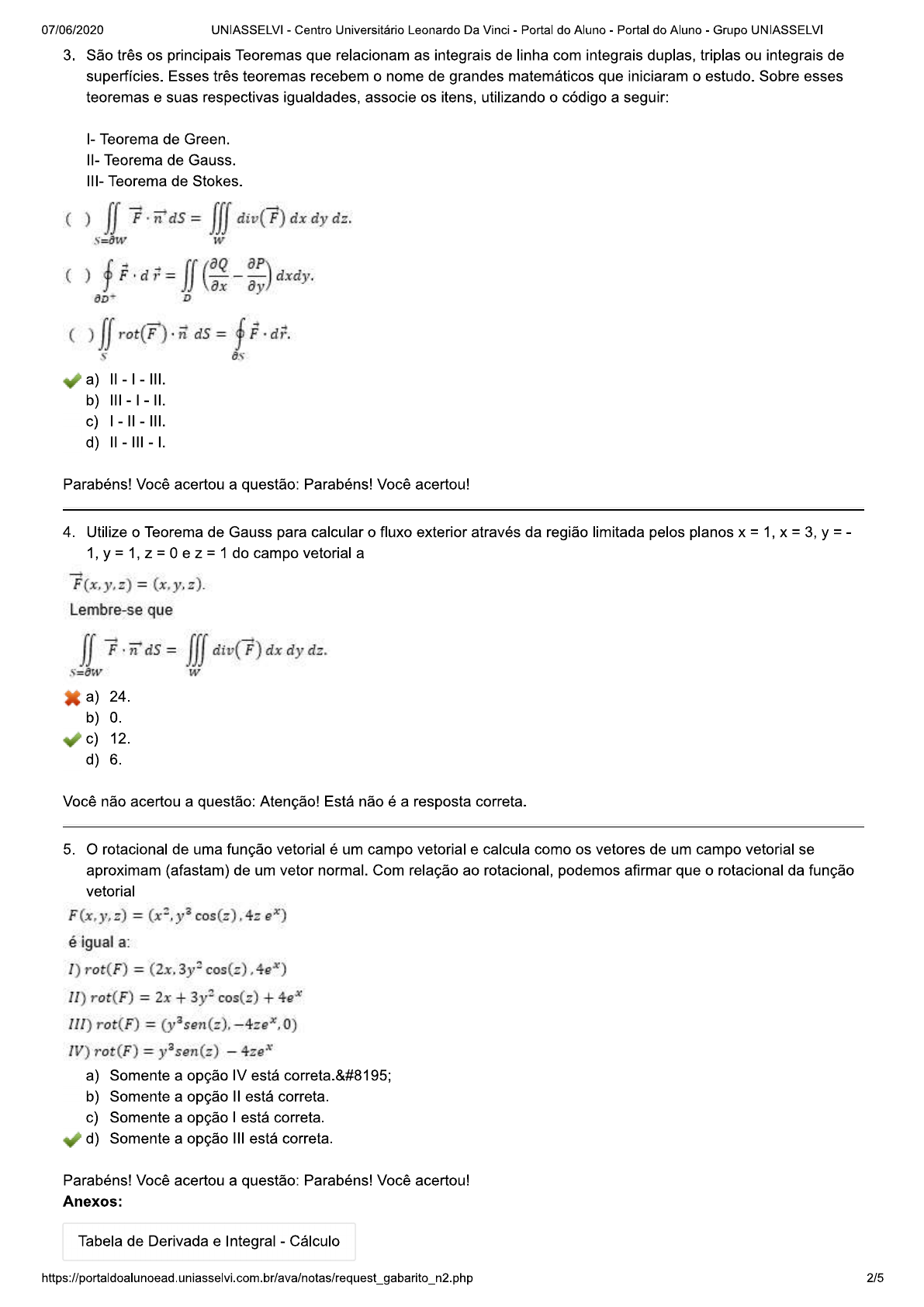 AvaliaÇÃo Objetiva Final Cálculo Diferencial E Integral Iii Mad105