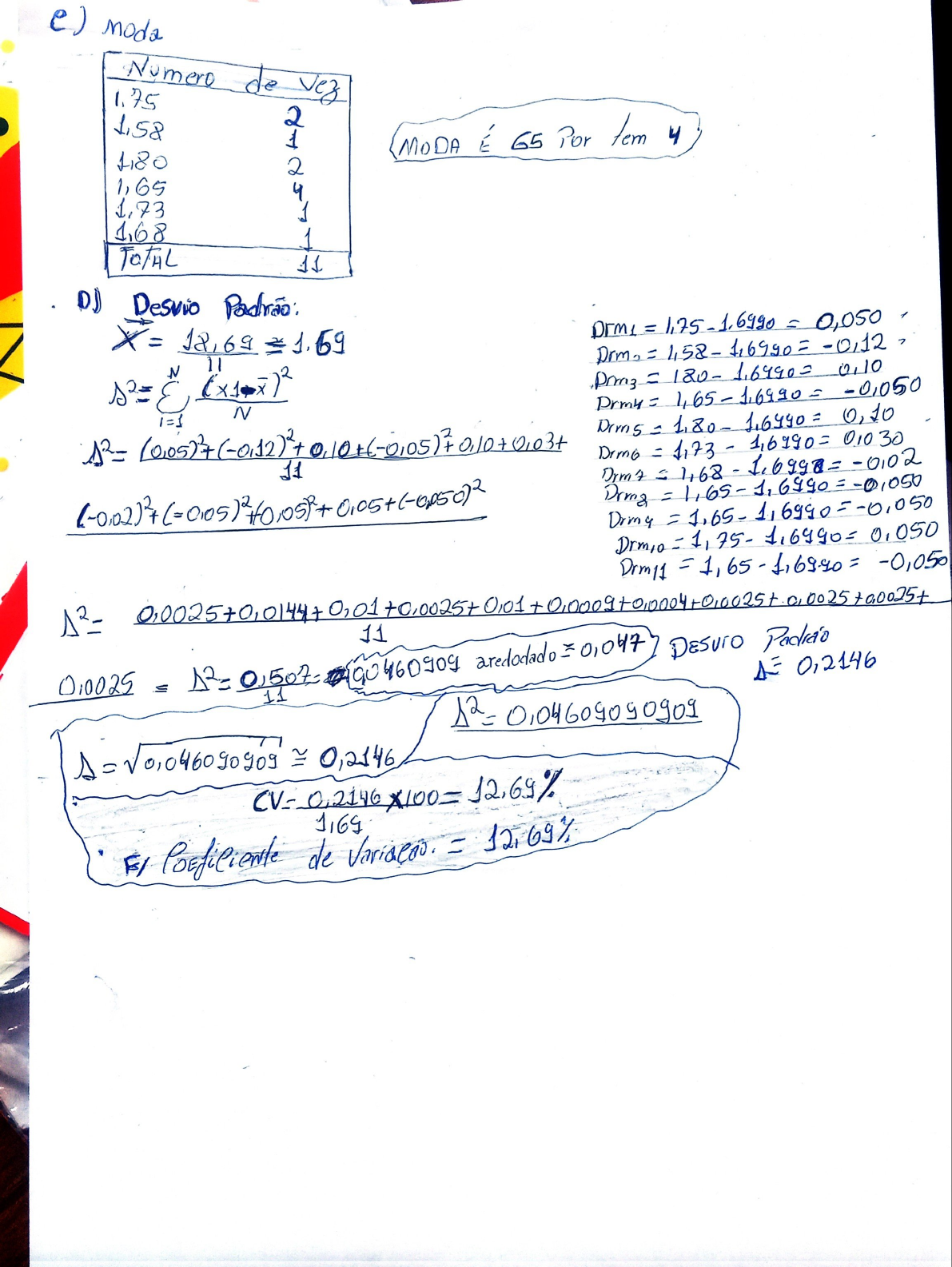 atividade de estatísticas e probabilidade aluno João Batista Martins Dourado Física Geral I atividade de estatísticas e probabilidade aluno João Batista Martins Dourado Física Geral I