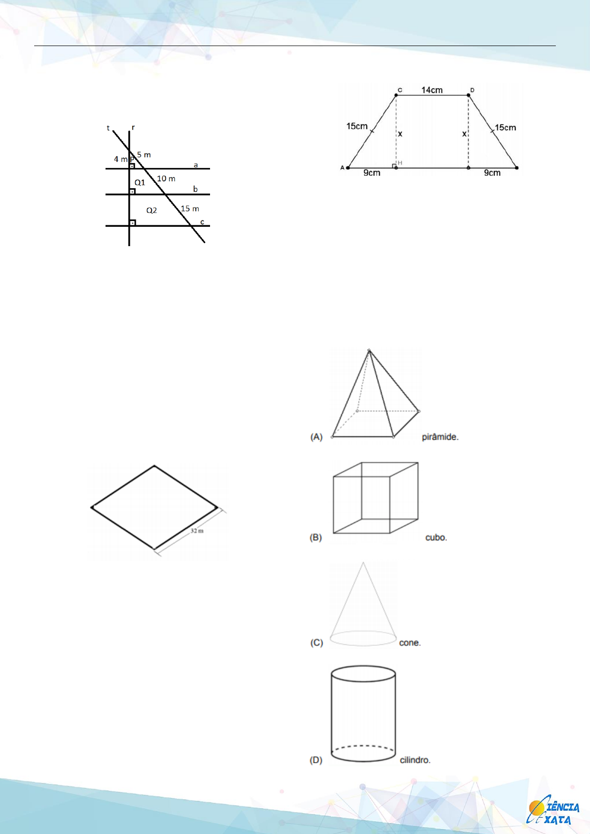 Lista Matemática Nosso Rumo Ciência Exata - CIÊNCIA EXATA