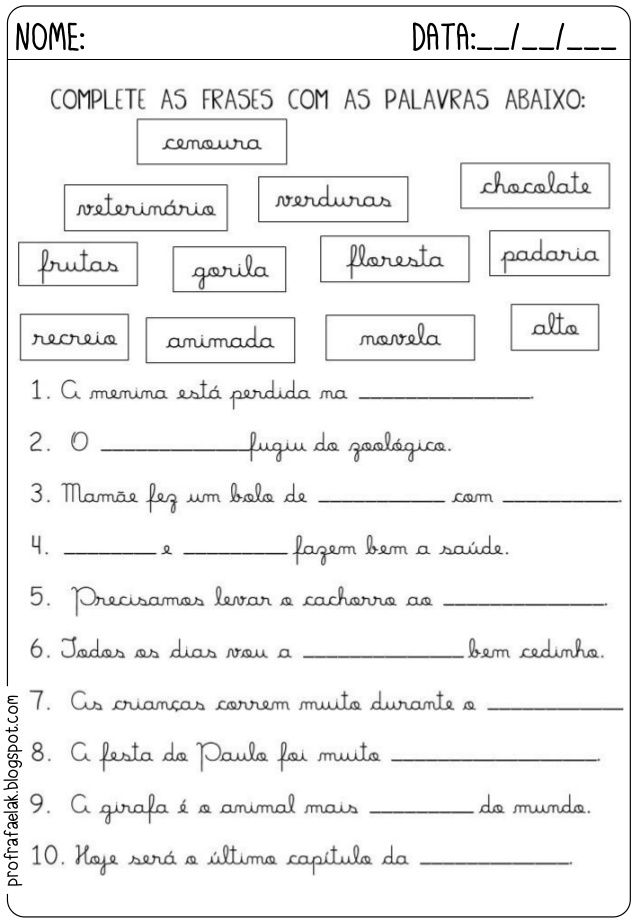 Letra Cursiva Atividade