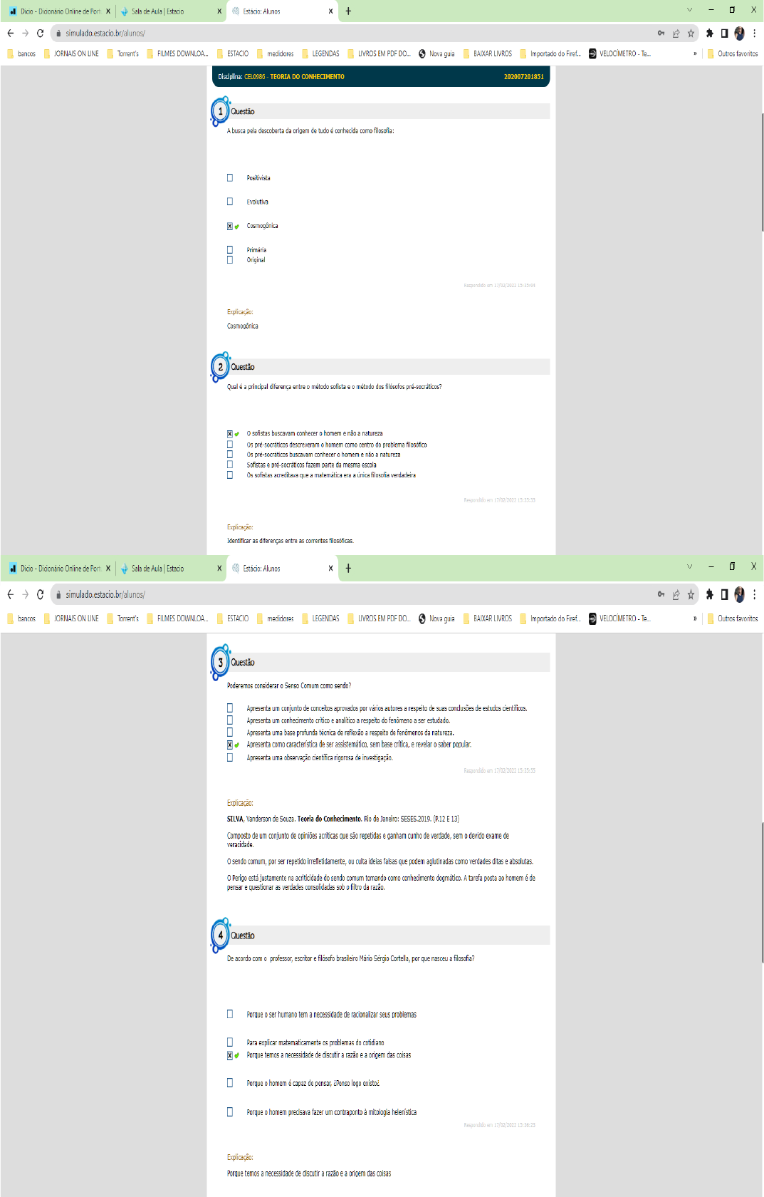 Teoria Do Conhecimento Teste De Conhecimento Aula A Teoria Do Conhecimento