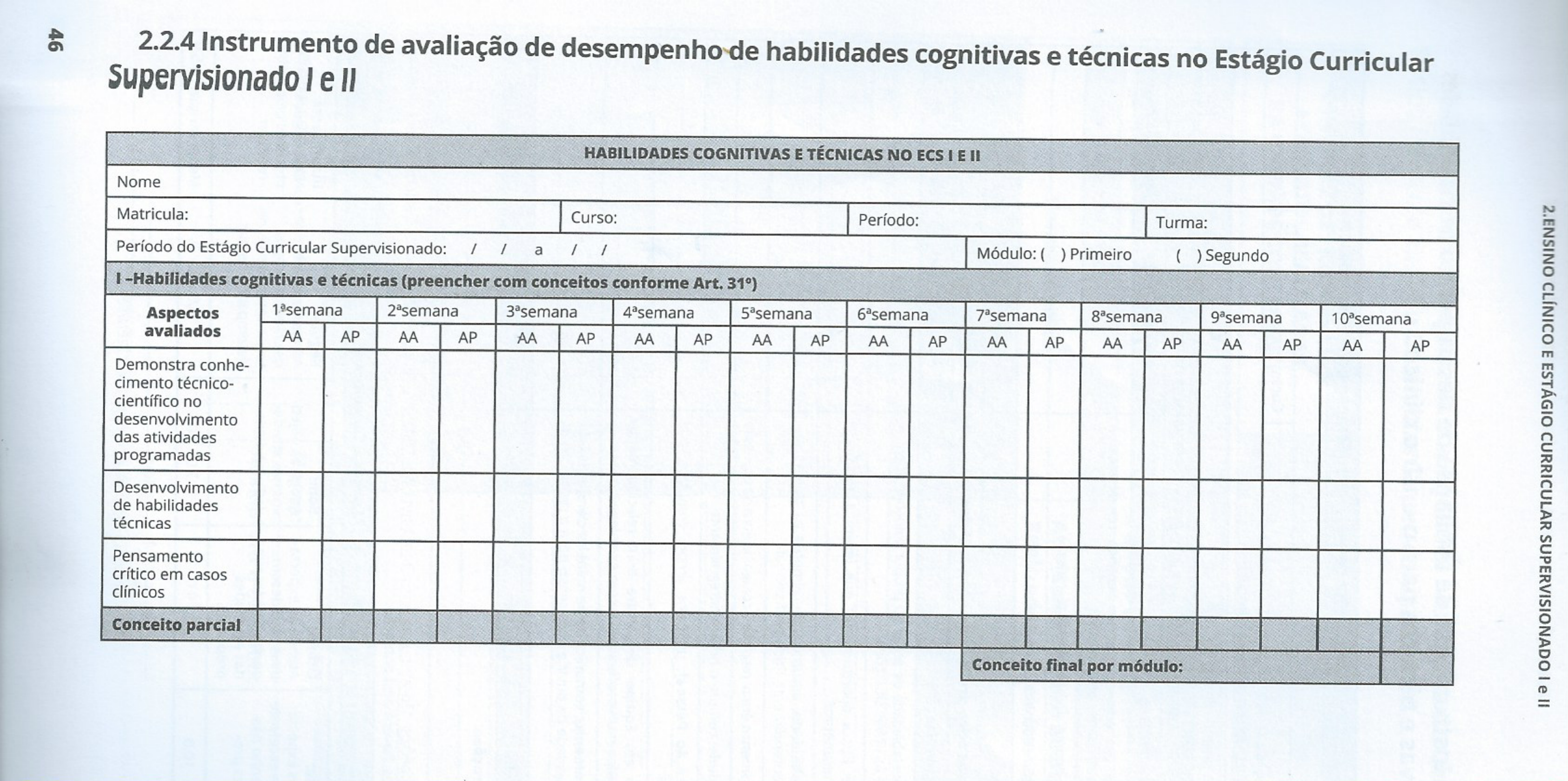 Instrumento para avaliação do desempenho do saque. Adaptado de