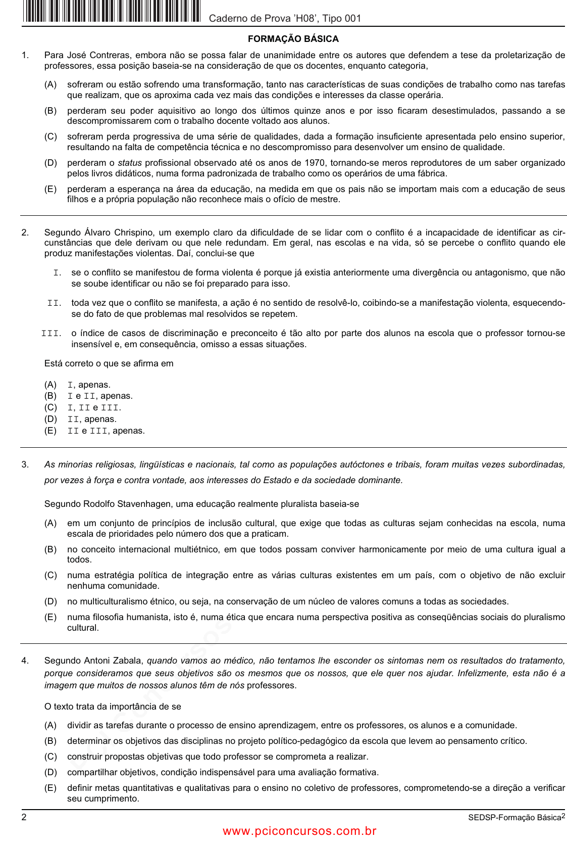 Prova Pref. Passo FundoRS - MSCONCURSOS - 2016 - para Professor de Ensino  Religioso.pdf - Provas de Concursos Públicos